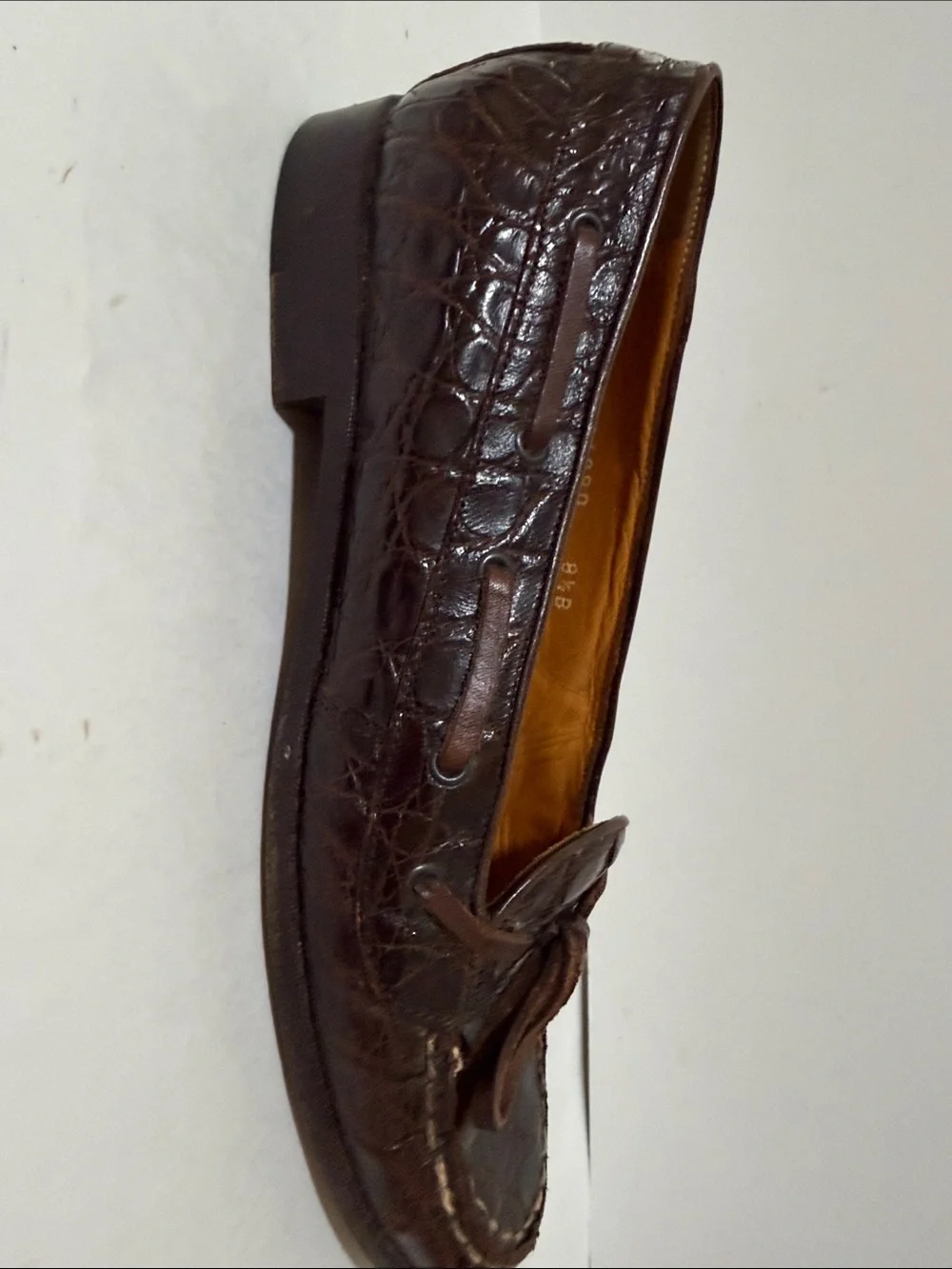 Vintage Ralph Lauren Dark Brown alligator skinLeather Loafers with Bow.